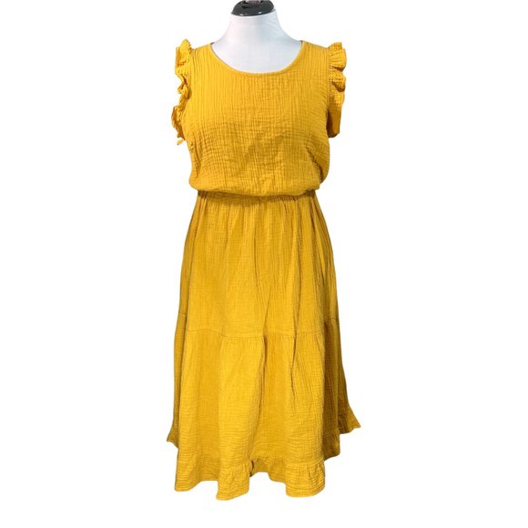 Indigo Rose Dresses & Skirts - Indigo Rose Yellow Cotton Gauze Midi Dress EXCELLENT EUC Boho Summer 1X